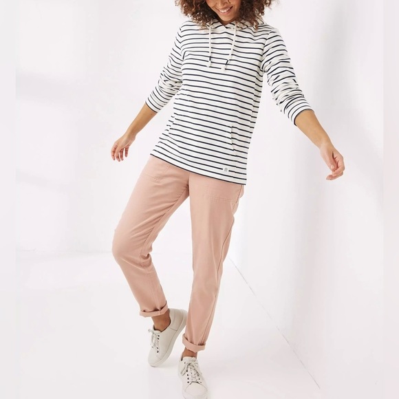 Fat Face Sally Stripe Hoodie Front Pocket w/ Scotland Nautical Embroidery BB138 - Picture 1 of 14